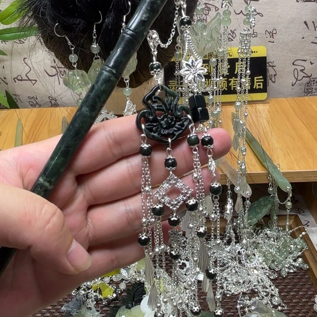 蛇纹石玉合金发饰