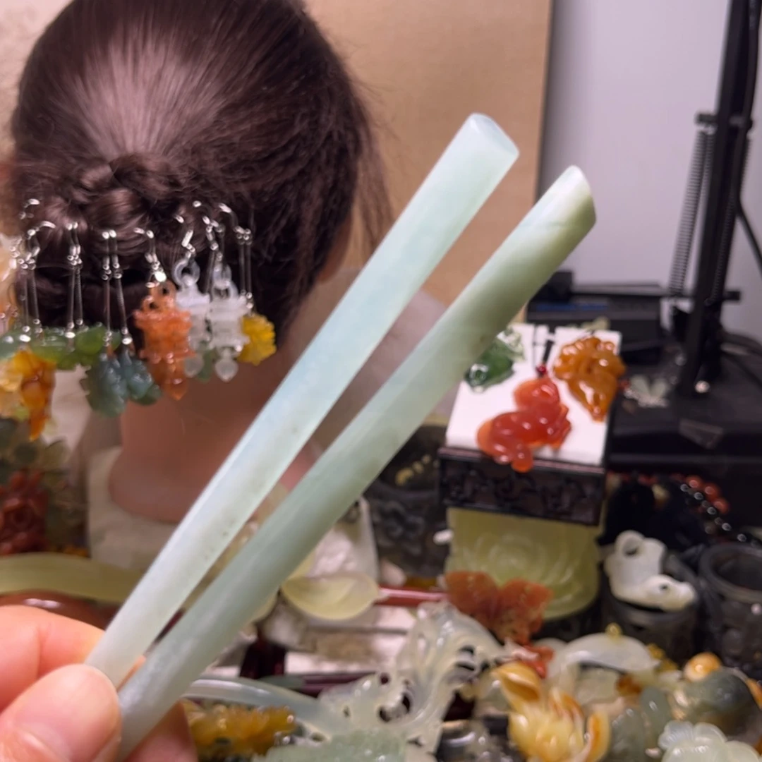 【闪购商品】蛇纹石玉合金发饰