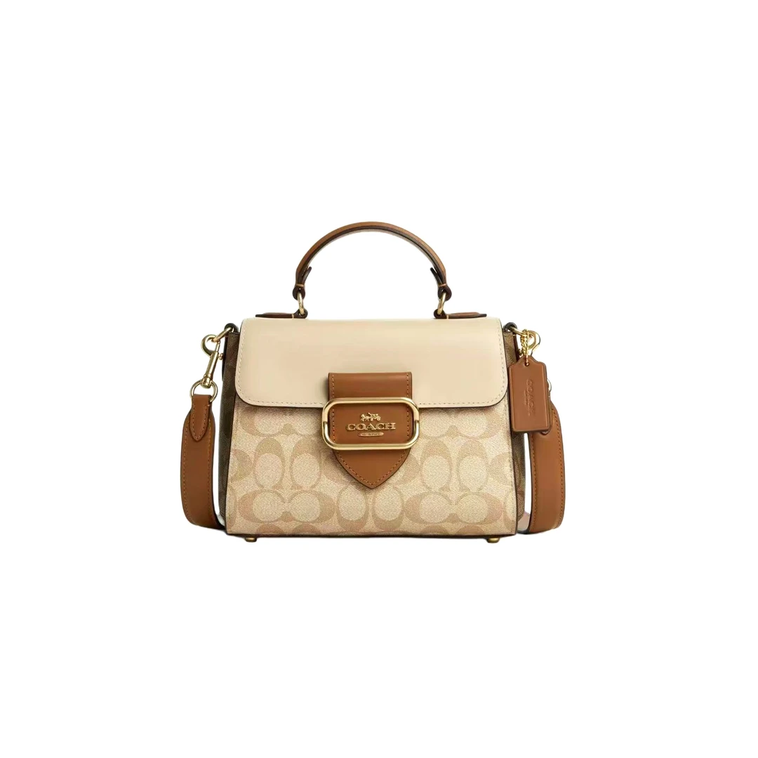 95新 COACH/蔻驰 蔻驰奶茶色老花摩根手提包/JMNN36/21X16X10