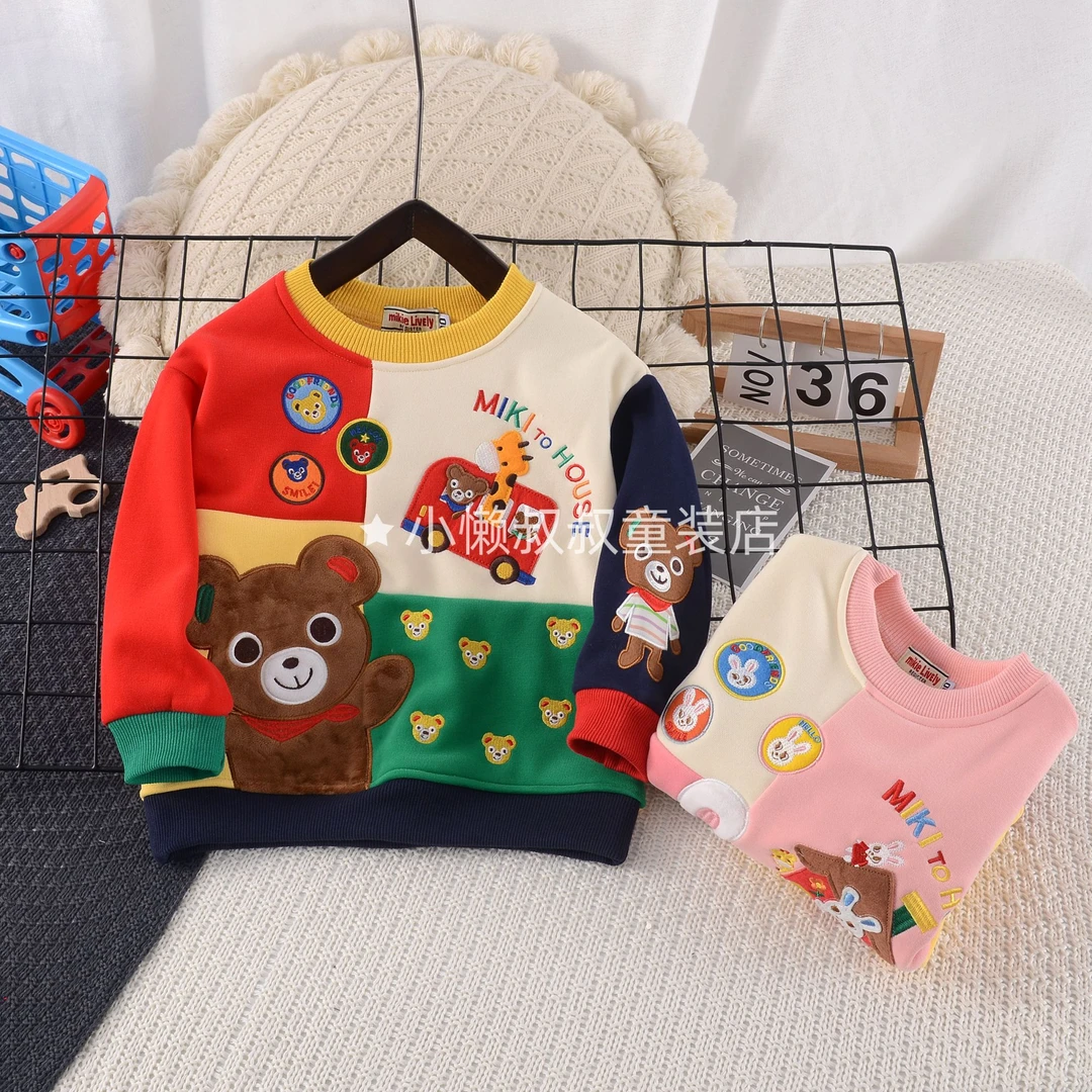 2025新款卡通熊兔春秋款卫衣重工儿童卫衣