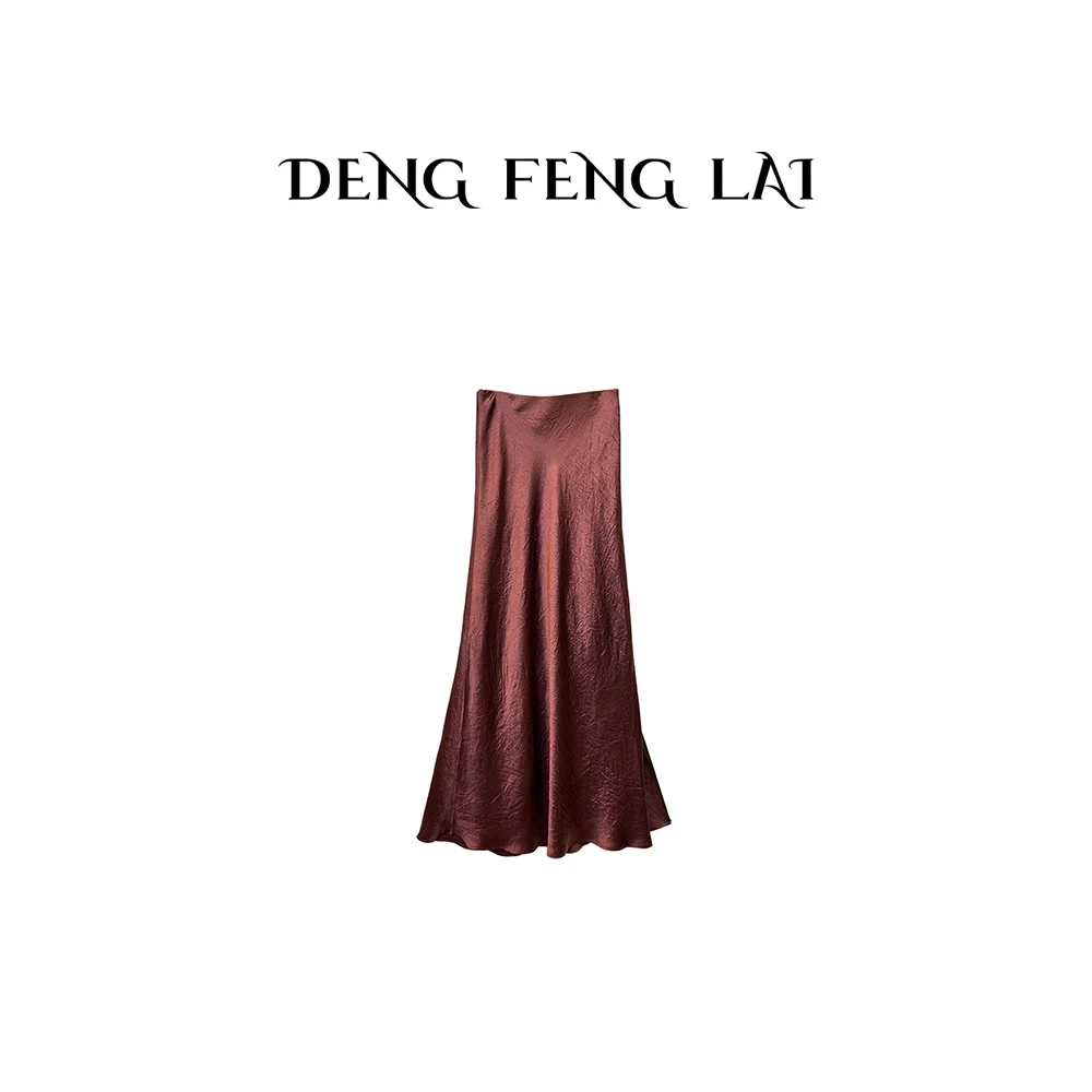 【白小白精选】半夏小鱼尾高腰压褶醋酸侧开衩的半裙显瘦很轻奢0425
