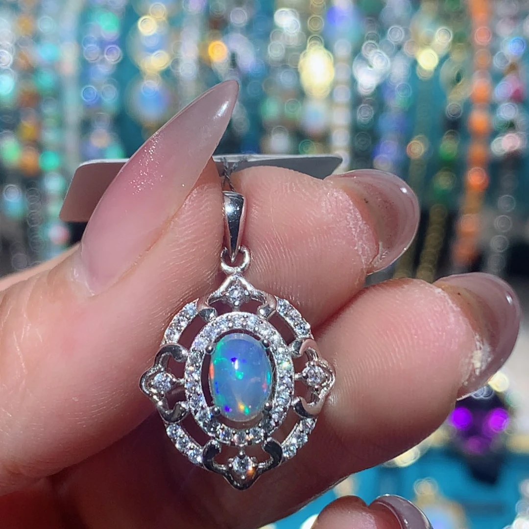 欧泊福利吊坠银S925镶嵌