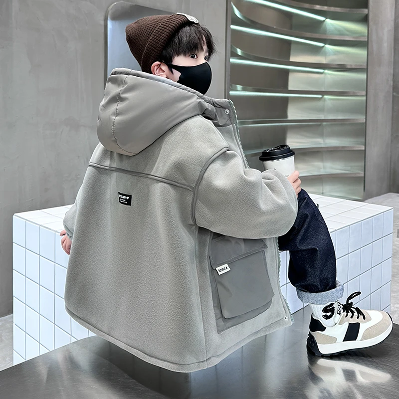 沫沫家【推荐】男童冬装棉服派克服2026新款加绒加厚棉袄外套中大儿