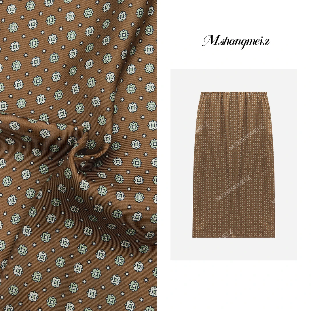 M.SHANGMEI.Z/沐熙【波点格调】美大哥棕底格纹复古半身裙X072717