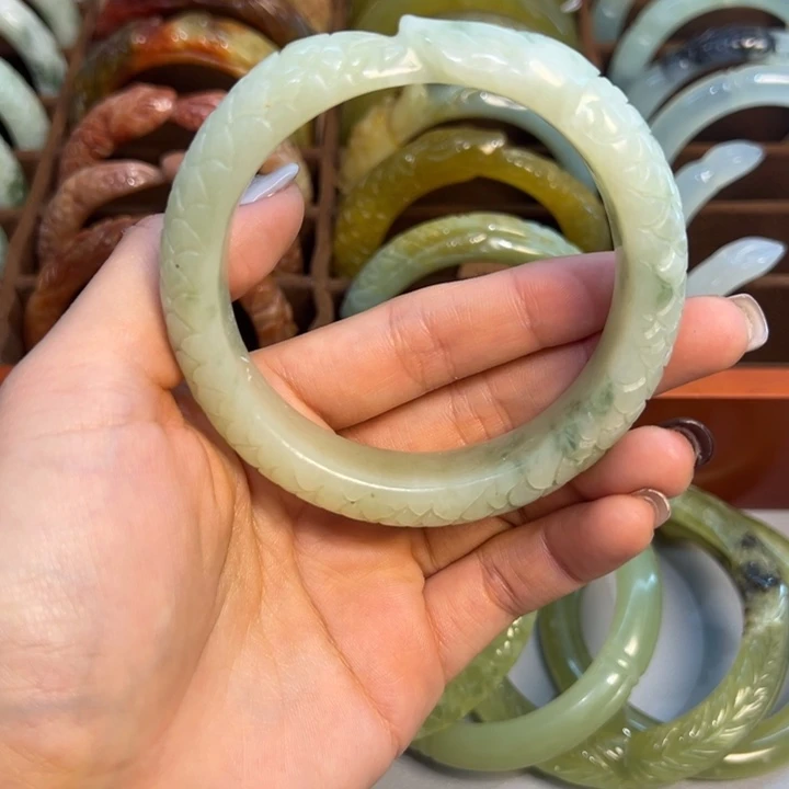 三***）蛇纹石玉合金手镯