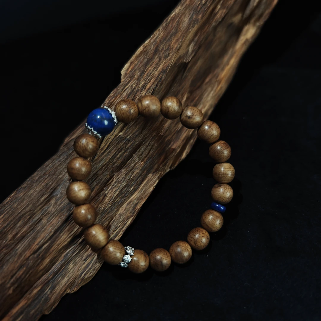 RASSIYAT 沉香【菩提眼】单圈圆珠手串配青金石B00102