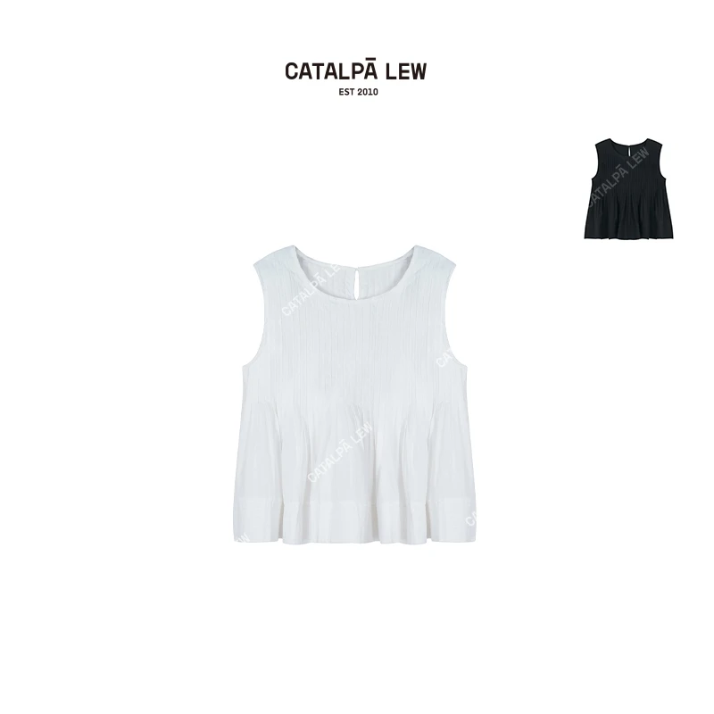 CatalpaLew「夏序」墟生美学夏季压褶设计感肌理感上衣#C52046