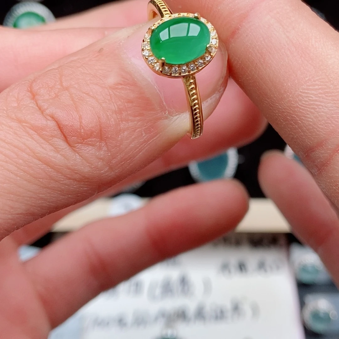 翡翠戒指银S925镶嵌0957618