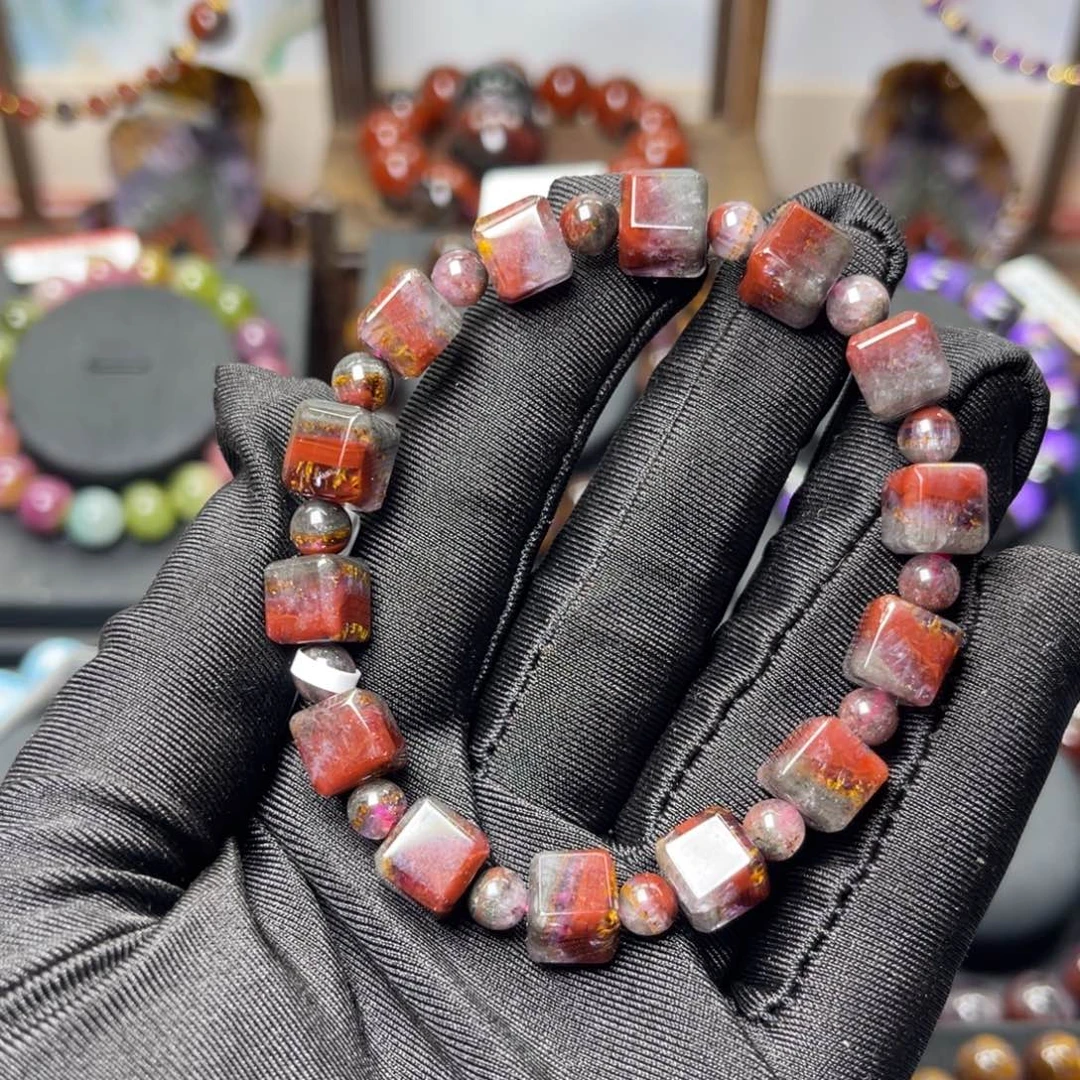 水晶手链未镶嵌极光四色方糖8