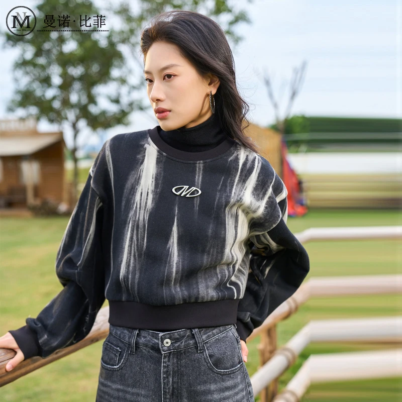 设计感高腰长袖卫衣MEHT161019