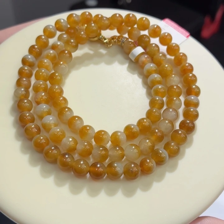 翡翠未镶嵌手链冰胶黄翡卡6