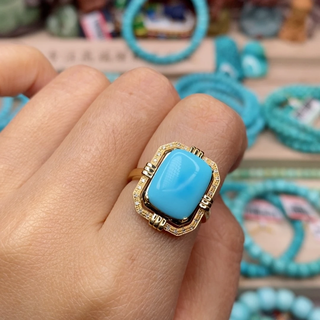 绿松石珠宝奇石18K金镶嵌