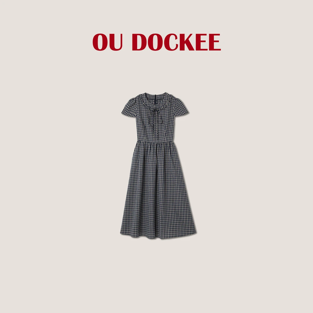 OUDOCKEE 鸥纪儿【棉】同款格子连衣裙气质 L2502X259T
