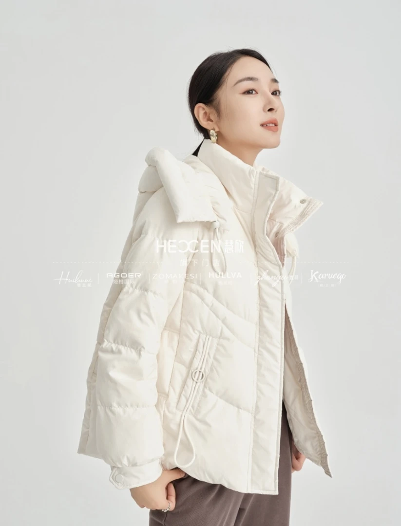 8081羽绒服连帽短款优等品宽松女士中长款保暖休闲冬季小个子女装