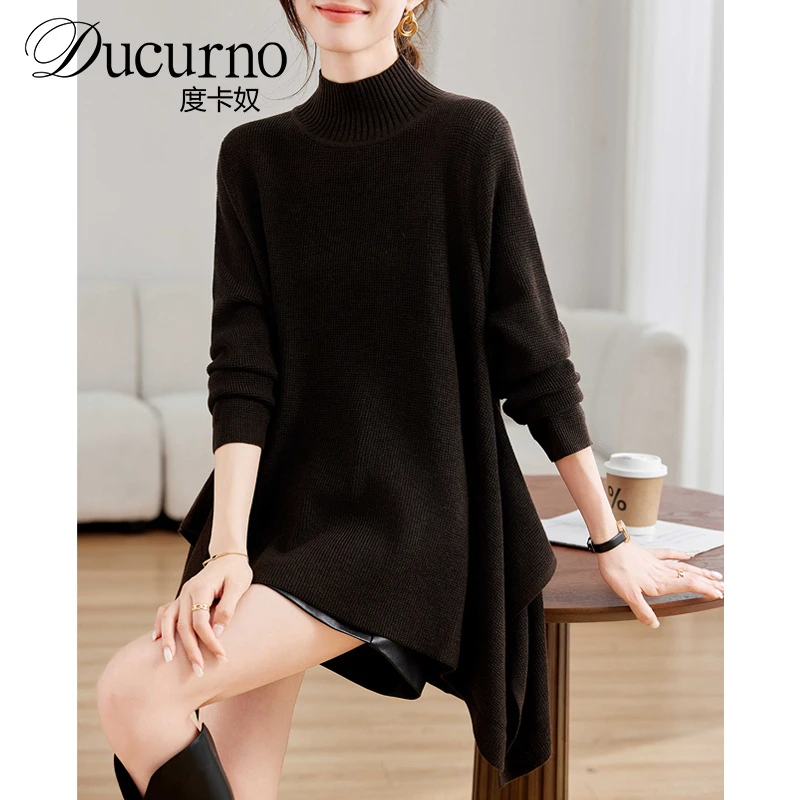 欧货大版毛衣女秋冬季2025新款慵懒加厚半高领内搭宽松套头