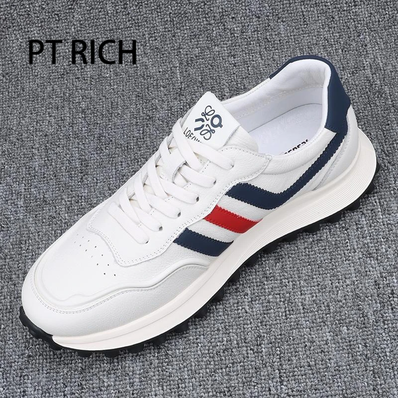 PTRICH春季新款时尚拼色系带运动休闲鞋百搭轻便阿甘鞋鞋子男款