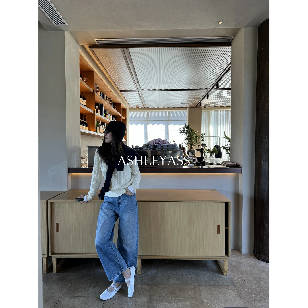 【LEYASS】“复古画报”30支精纺满分绵羊毛麻花纹毛衫LSS241572S