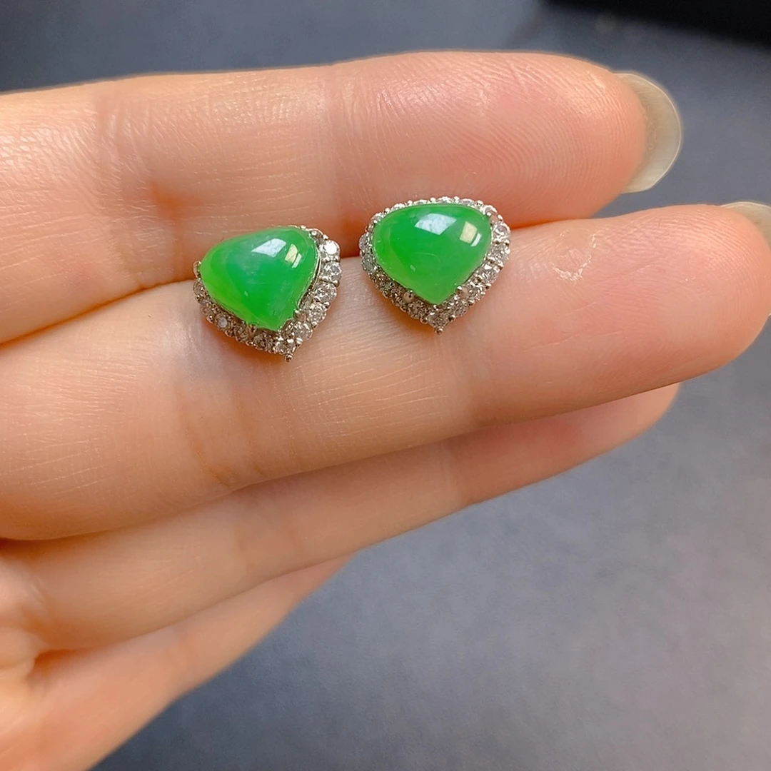 翡翠银S925镶嵌耳饰