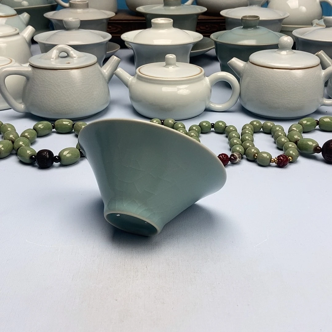 杯仿古天蓝釉斗笠杯原矿原釉原产地