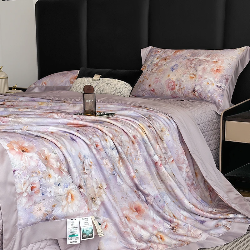 qeeboo-【罗兰织梦】轻奢空调被家用床上用品天丝夏凉被四件套床盖