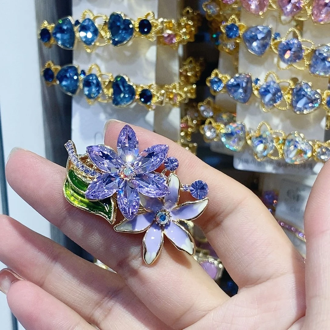 仿水晶合金花朵鸭夹