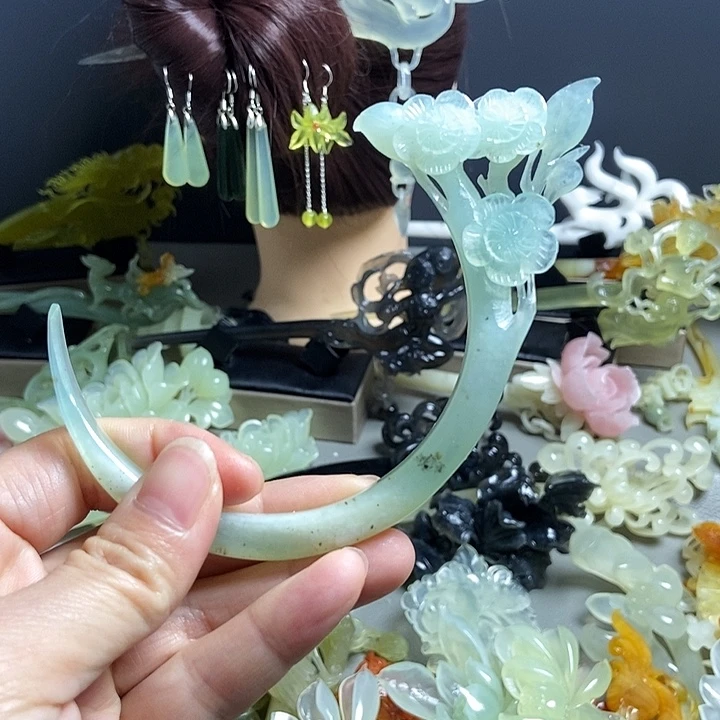 岫玉未镶嵌发簪发簪