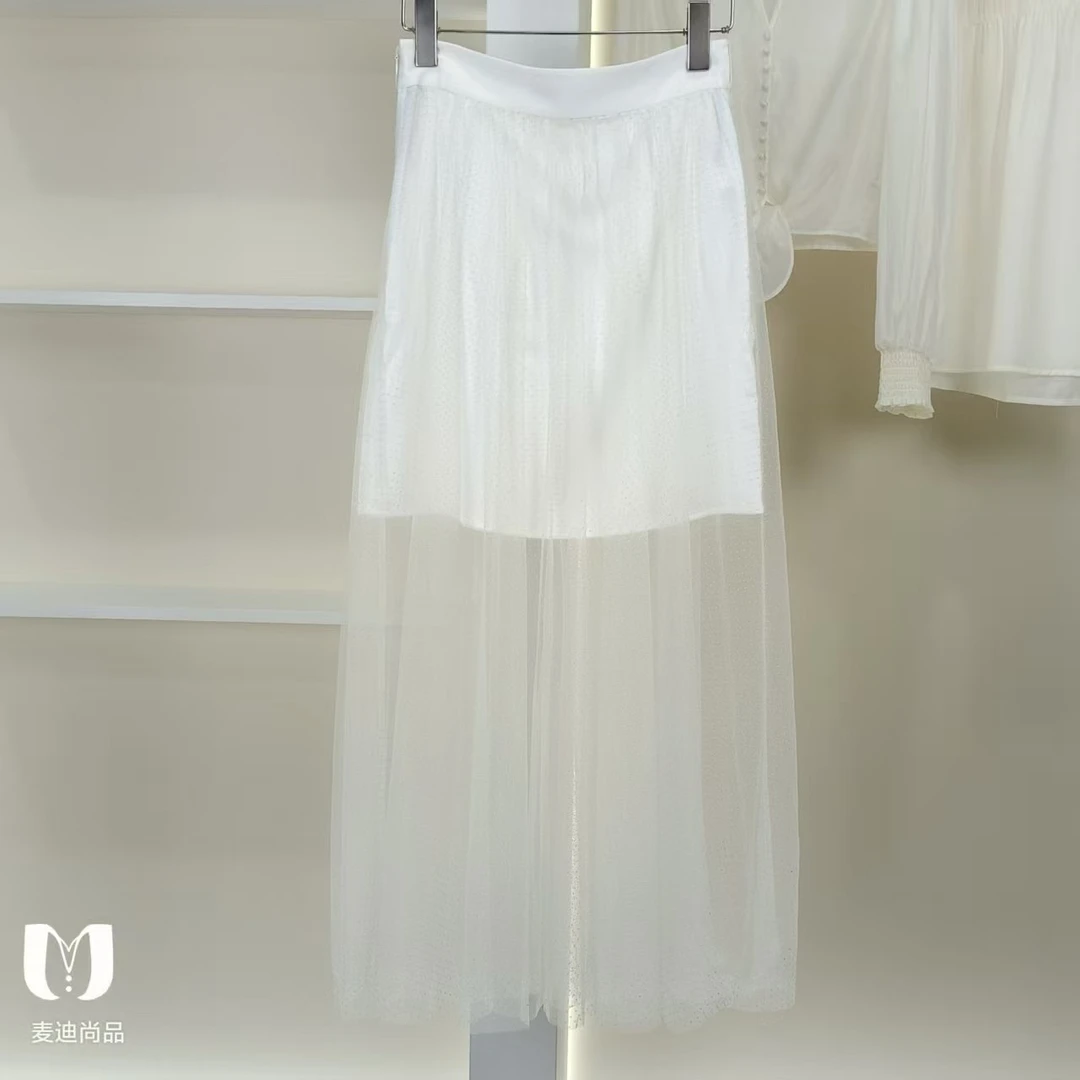 麦迪尚品 507031078 夏季简约气质网纱长半裙品牌撤柜女装
