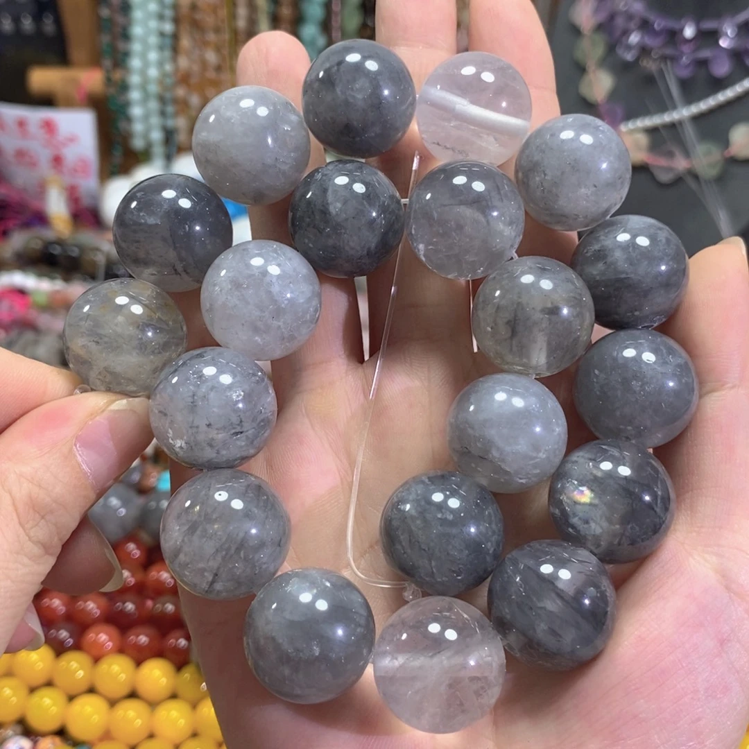 未镶嵌玛瑙/玉髓珠宝半成品烟晶一条卡20mm