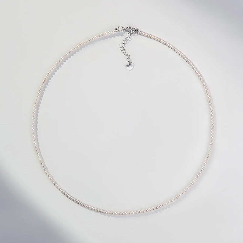 2-3mm极光淡水无核小众珍珠项链S925银精致百搭款女款