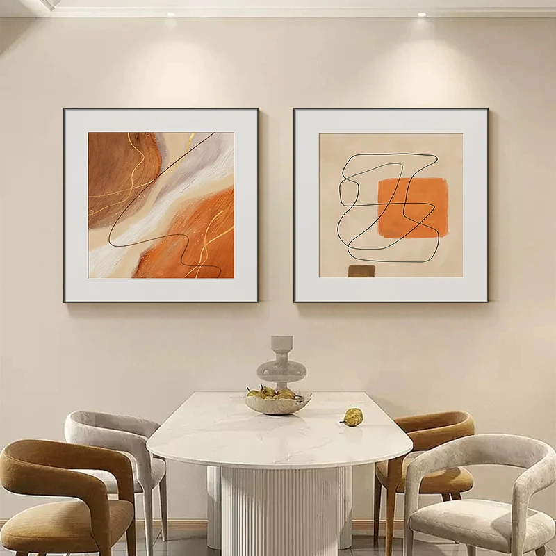 挂画卧室简约餐厅墙壁客厅入户装饰玄关时尚两联床头大白墙挂画