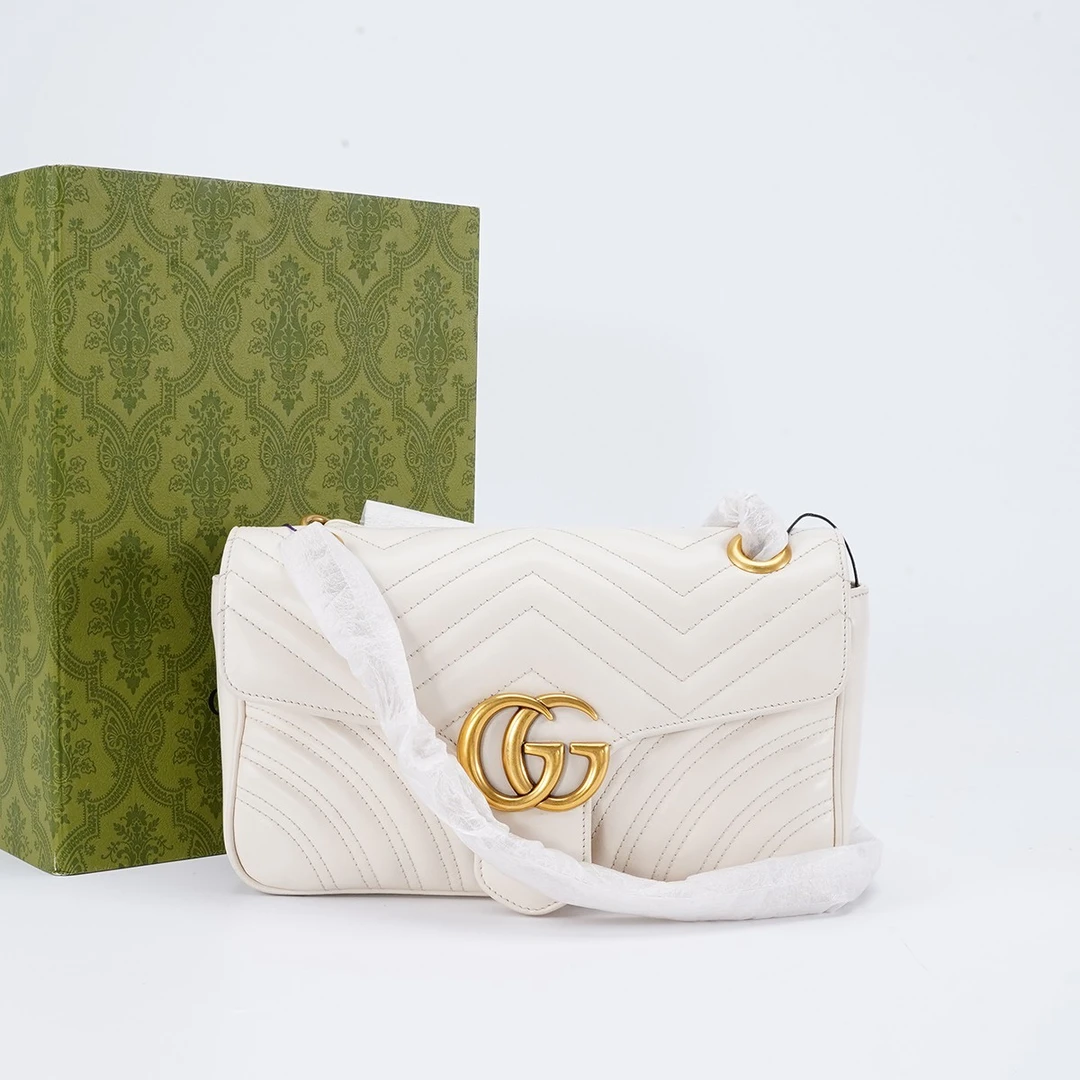 99新 GUCCI/古驰 98新【静文】马蒙26包白色斜挎/BG22005153
