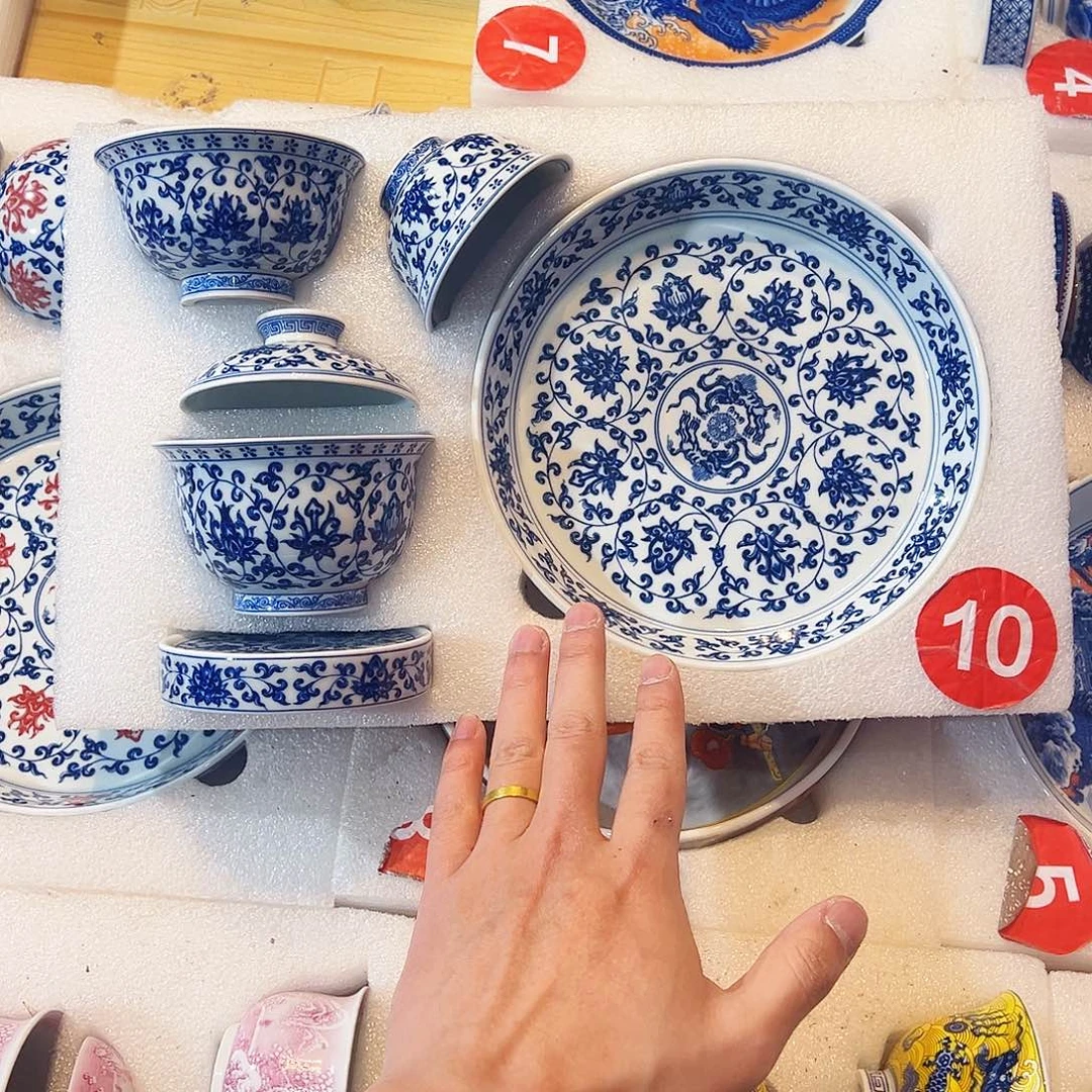 纵***青花缠枝莲五件套828282883