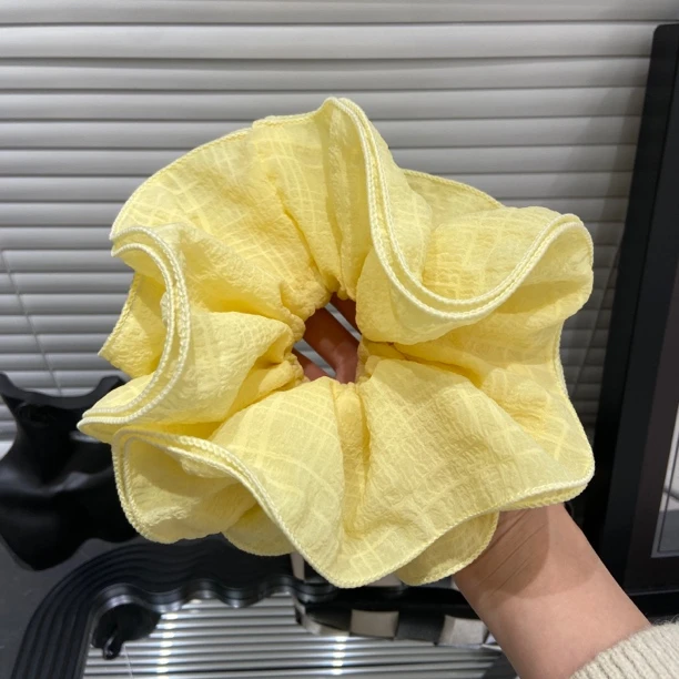 E4260 4层超大号！鹅花边褶皱高级感大肠发圈慵懒法式韩系发绳女