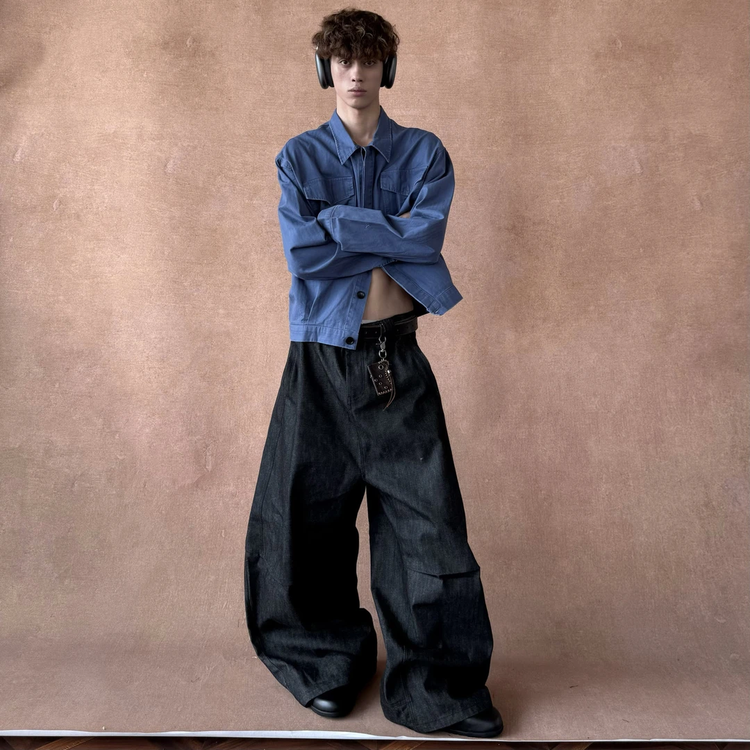 美式复古牛仔外套外套调节短款夹克上衣