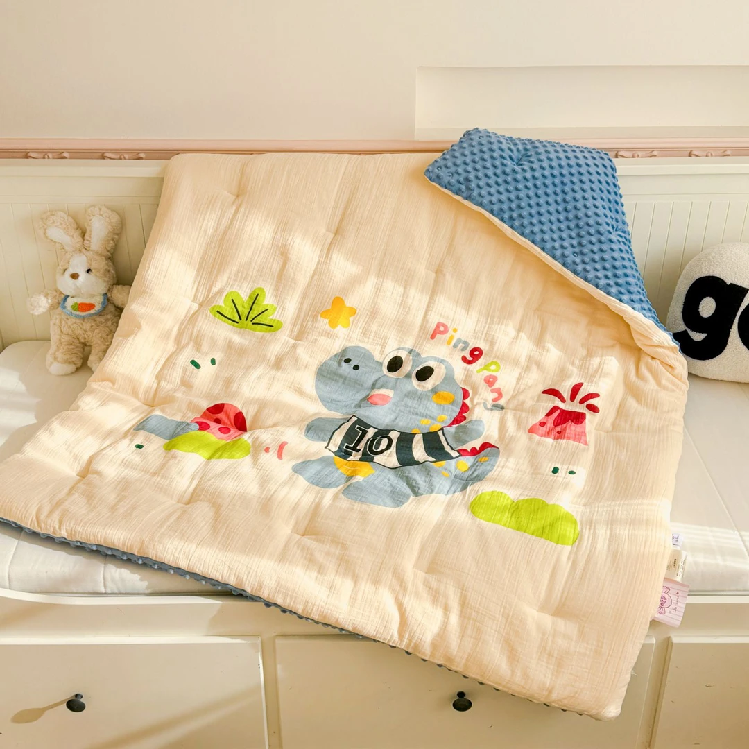 A类母婴纯棉双层纱儿童豆豆被子被芯幼儿园小学生春秋被盖毯盖被