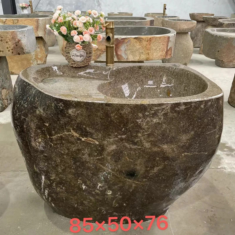 天然鹅卵石复古拖把池庭院户外艺术水槽拖布池家用水池台盆室外
