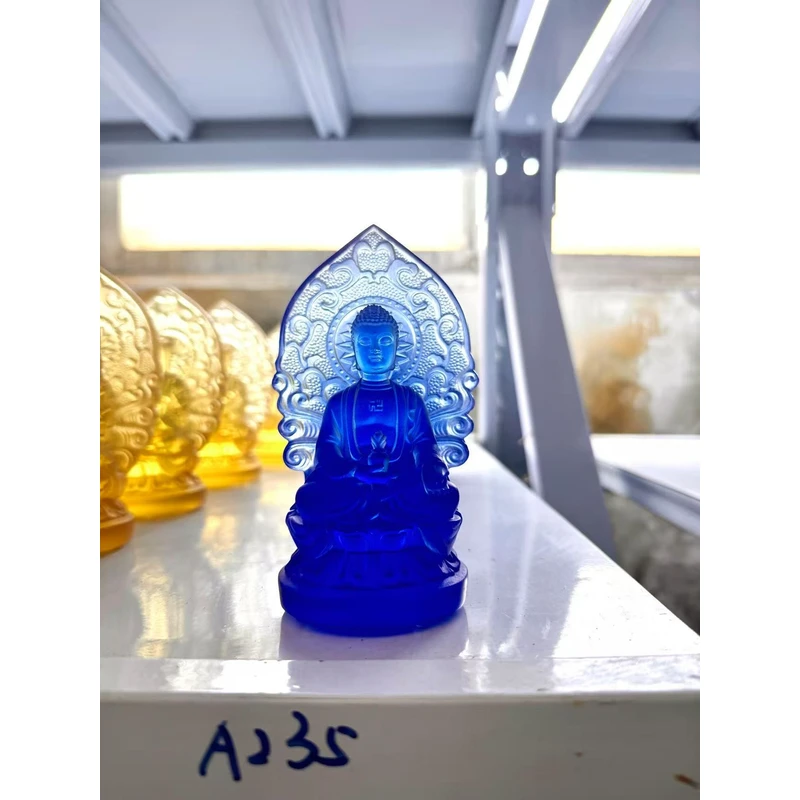 A235 药师佛【琉璃撤柜捡漏】非遗传承琉璃摆件车挂