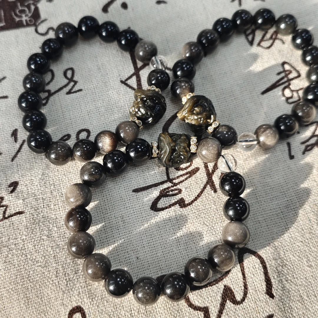 【书记甄选】天然白水晶黑曜石情侣款单圈手链 多样性发一件 CC4727