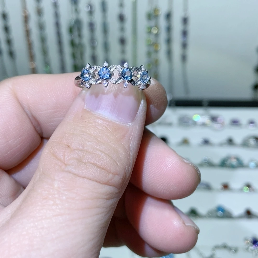 绿水晶戒指银S925镶嵌