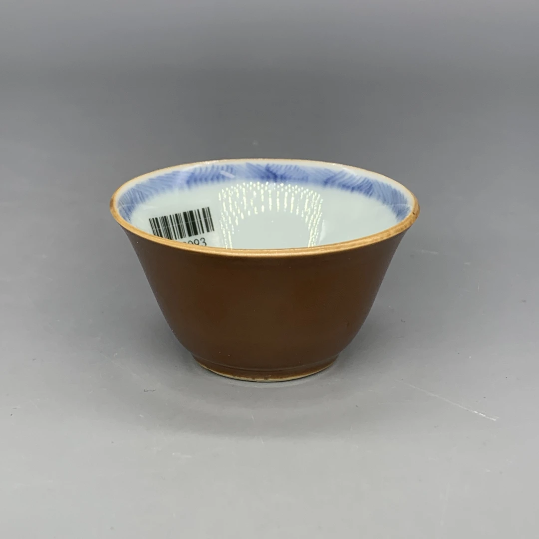 62512093*清康熙外紫金釉内青花人物故事纹杯/瓷器六/J