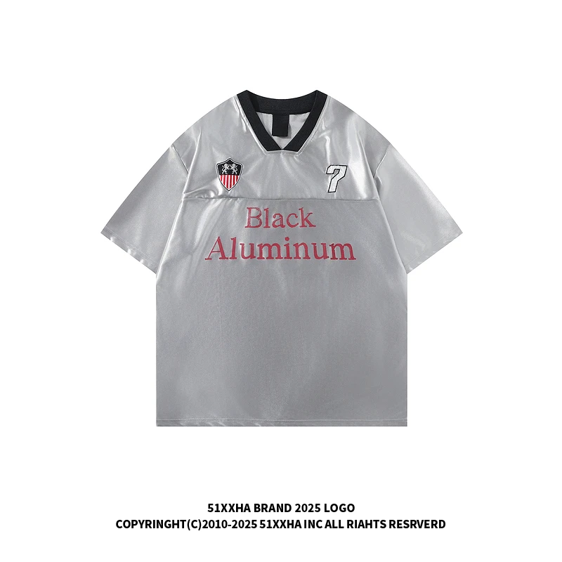 51嘻哈潮牌美式hiphop缎面短袖T恤男女夏季情侣运动宽松半袖球衣