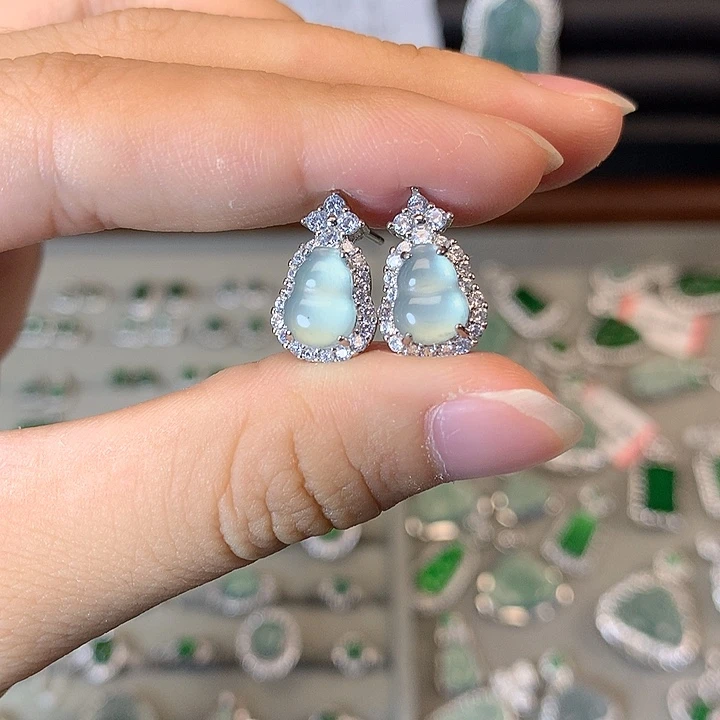 翡翠未镶嵌耳饰耳钉