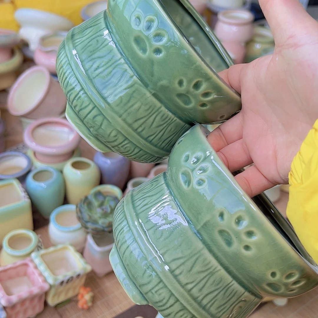 红陶 陶瓷花盆当场满12包邮