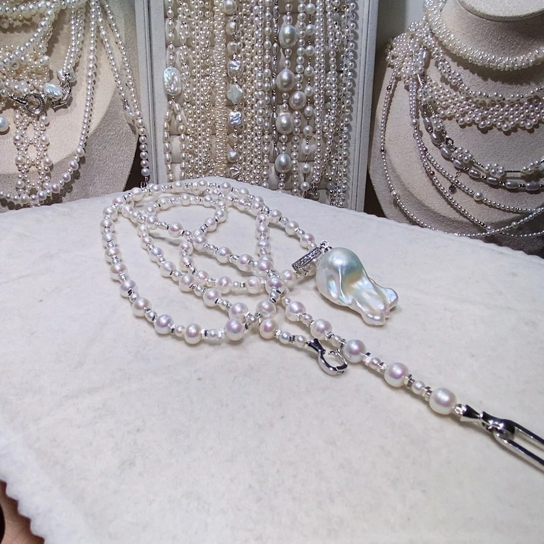 非金属纯银设计毛衣链