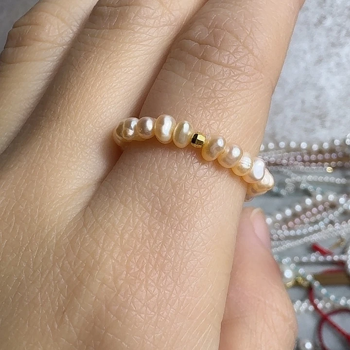 戒指银S925镶嵌淡水珍珠3-4mm