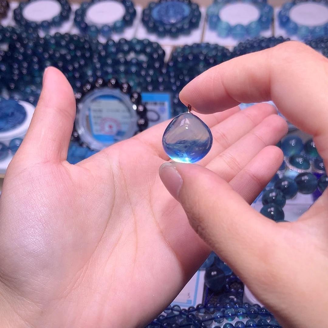 未镶嵌手串水晶海蓝宝糖豆吊坠280元（拍4件）