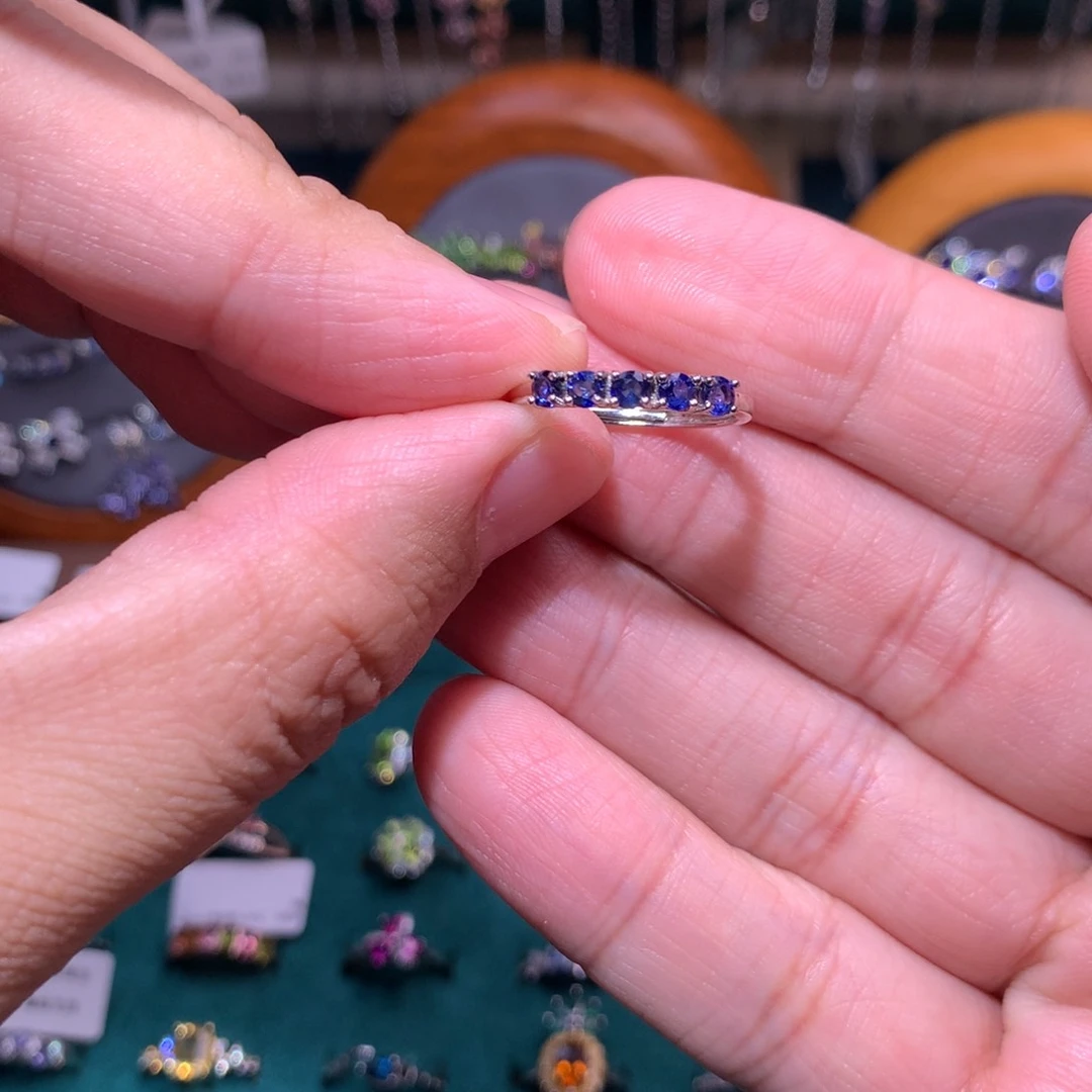 蓝宝石戒指银S925镶嵌