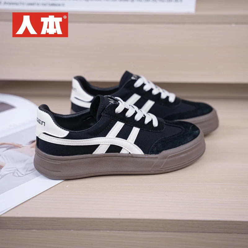 人本德训鞋情侣款2025春季新款平底港风时尚百搭学生休闲鞋