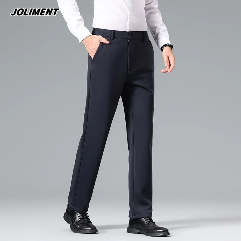 JOLIMENT直筒休闲商务西裤男士2025年秋冬加绒保暖百搭高弹长裤子