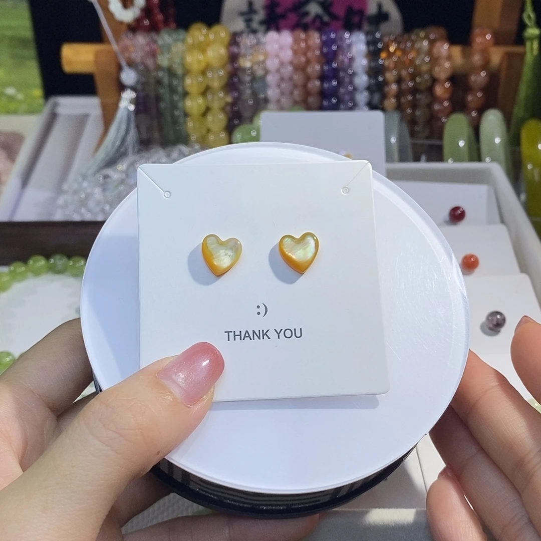 贝壳非金属925银黄蝶贝银耳钉